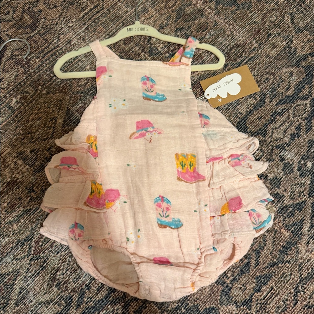 Angel Dear Daisy Boots Ruffle Sunsuit